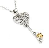 2 Tone Heart Key Necklace With 16 Adjustable