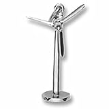 Power Wind Mill Charm In Sterling Silver, Charms for Bracelets and Necklaces