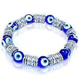 Evil Eye Glass Beads Bracelet with Rhinestone Spacers