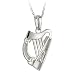 Sterling Silver Harp Necklace - Made in Ireland