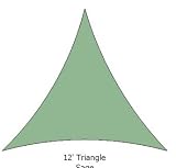12' Triangle Sage Color Premium Quality Heavy Duty Shade Sail Made in USA