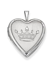 Genuine IceCarats Designer Jewelry Gift Sterling Silver 20Mm Satin & D/C Crown Heart Locket