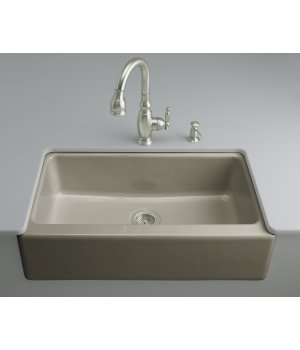 Kohler K-6546-4U-K4 Dickinson Apron-Front, Undercounter Kitchen Sink with Four-Hole Oversized Centers, Cashmere