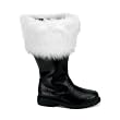 Black Santa Boot WIDE WIDTH Holiday MENS SIZING Christmas White Faux Fur Trim Santa Costume