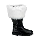 Black Santa Boot WIDE WIDTH Holiday MENS SIZING Christmas White Faux Fur Trim Santa Costume