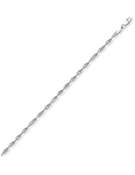 10" 14K White Gold 3.0mm (1/8") Twisted Beaded Like Chain Anklet w/ Lobster Clasp