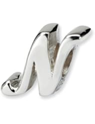 Script Style, Letter N Charm in Silver For 3mm Charm Bracelets