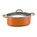 Rachael Ray Porcelain Enamel Nonstick 8-Quart Oval Pasta Pot with Glass Lid, Orange