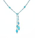 Necklace - N184 - Lariat Style - Swarovski (tm) Crystals and Mixed Beads ~ Aqua (22")