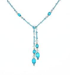 Necklace - N184 - Lariat Style - Swarovski (tm) Crystals and Mixed Beads ~ Aqua (22")