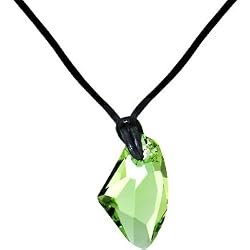 Handcrafted Genuine Peridot AVANT-GARDE Leather Necklace MADE WITH SWAROVSKI ELEMENTS