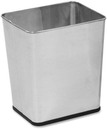 United Receptacle Stainless Steel Wastebasket - 7.25 gal Capacity - Rectangular - 15.5" Height x 13.5" Width x 11" Depth - Steel - Stainless Steel