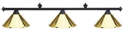 55" Black Pool Table Light with Brass Metal Shades