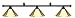 55" Black Pool Table Light with Brass Metal Shades