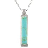 Sterling Silver Turquoise Inlay Rectangle Pendant, 18