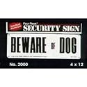 Four Paws ''Beware of Dog'' Sign- 4"x12"