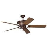 Kichler Lighting 300006CTZ Wilton 54-Inch Ceiling Fan with Reversible Walnut/Cherry Blade, Carre Bronze