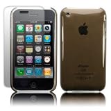 Quik - Apple Iphone 3G 3GS 8GB/16GB/32GB/ Transparant Black Flexy Gel Crystal Case Cover & Screen Protector