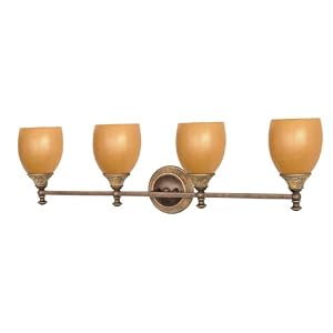 Nuvo Lighting 60 2478 Rockport 4-Light Vanity with Sepia Glass, Dorado Bronze by 