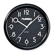 Lorell Products - Wall Clock, 10", Arabic Numerals, Black Dial/Frame - Sold as 1 EA - Round low-profile wall clock is radio-controlled so the setting is modified each day to that of the atomic clock, accurate to one second per million years. The clock automatically adjusts to Daylight Saving Time. Design features a black dial, white Arabic numerals, and white second hand sweep. Clock runs on one AA battery (sold separately).