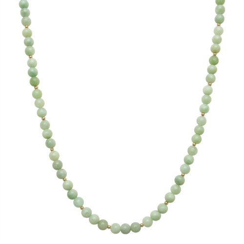 Click To 8mm Round Jade Necklace with 14K Gold Bead Spacers and Clasp Details... 8mm Round Jade Necklace with 14K Gold Bead Spacers and Clasp