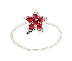 Toe Ring - T42 - Crystal Illusion-Small Star ~ Siam Red
