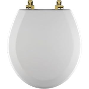 Bemis 544BR000 Molded Wood Round Toilet Seat With Brass ...