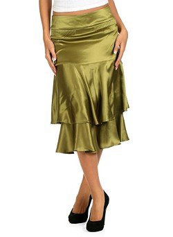 Silk Satin Tiered Skirt