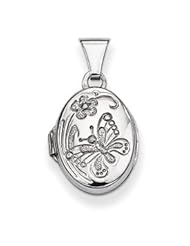 Genuine IceCarats Designer Jewelry Gift Sterling Silver Butterfly Oval Locket