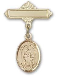 Gold Filled Baby Badge with St. Sophia Charm and Polished Badge Pin