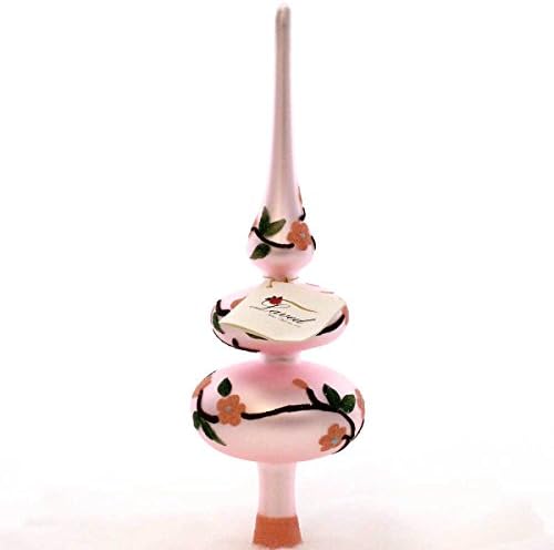 Laved Italian Ornaments PINK FLORAL FINIAL Glass Italian Hand Painted P25166