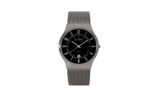 Skagen Herrenarmbanduhr Slimline Titan Stahl 233XLTTB