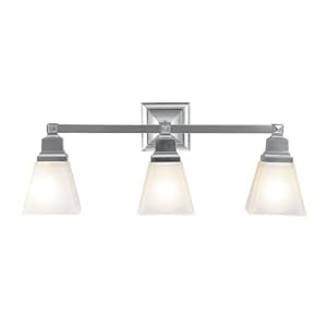 Mission - 3 Light Mission Bathroom Vanity Lighting Fixture - Brushed Nickel - Frosted... by Livex Lighting