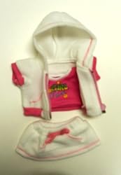 White and Pink Hoodie Outfit fits most Webkinz, Shining Star and 8"- 10" Make Your Own Stuffed Animals