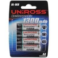UniRoss 4 x AA Ni-Mh 1300 mAh Rechargeable Batteries