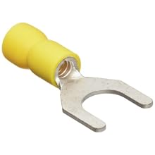 Morris Products 10168 Spade Terminal, Vinyl Insulated, Yellow, 12-10 Wire Size, 5/16" Stud Size (Pack of 100)