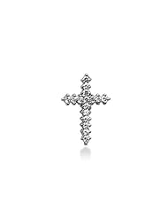 14K White Gold Round Diamond Share Prong Set Cross Pendant (0.56ct)