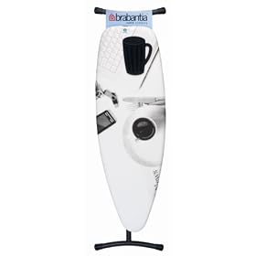 Brabantia Ironing Board with Black Silicone Heat Pad, Size D, 135 x 45cm, 35mm Black Frame, Breakfast Cover