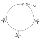 Eve's Addiction Sandy Beach Sterling Silver Starfish Anklet