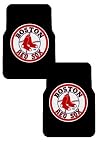 A Set of 2 MLB Major League Baseball Licensed Universal-Fit Molded Front Rubber Floor Mats - Boston Red Sox