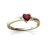 14K Yellow Gold Heart Genuine Garnet Ring