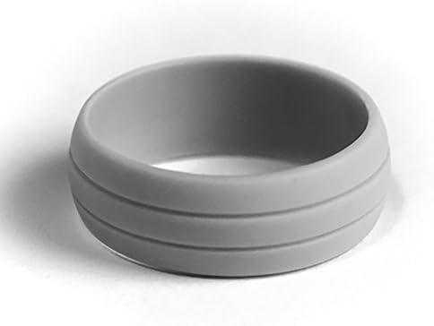 Silicone Wedding Ring for Athletic Active Men (Gray, 12) - Unique Double-debossed Silicone Wedding Band Design
