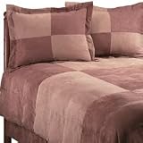 4PC Brown Microsuede Down Alternative Queen Comforter Set
