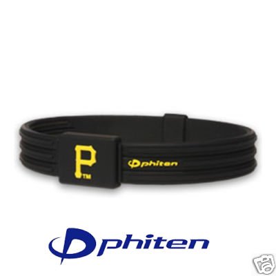 Phiten MLB Authentic Bracelet, Pittsburgh Pirates, Medium (6.75 Inches)