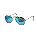 Children Aviator Uv400 Protection Metal Frame Sunglasses Green Reflective Lens