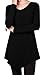 DRSKIN] Women Handkerchief Hem Long Sleeve Tunic Top (XL, Black)
