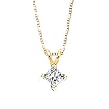1 ct. F - VS2 Princess Cut Diamond Solitaire Pendant with Chain