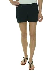 Apparel: HUE The Original Jeans Shorts, Stretch (Large (12/14), Dark Rinse Blue)