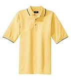 Port Authority Signature - Cool Mesh Sport Shirt with Tipping Stripe Trim Banana/ Ivory/Navy-L