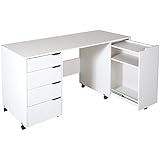 South Shore Crea Sewing Craft Table on Wheels, Pure White